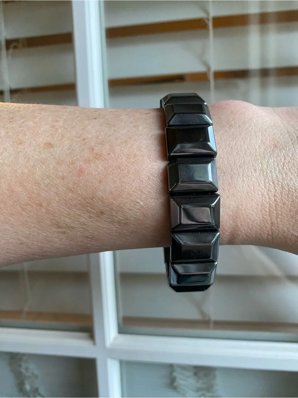 Men’s Hematite Square Stretch Bracelet – Bold, Grounding & Timeless